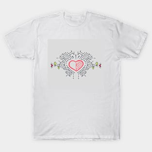 Floral lined style heart T-Shirt